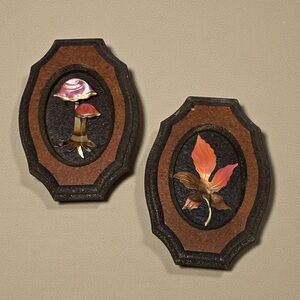 Vintage Copper Wall Plaques from 70’s with Mushroom and Leaf Design